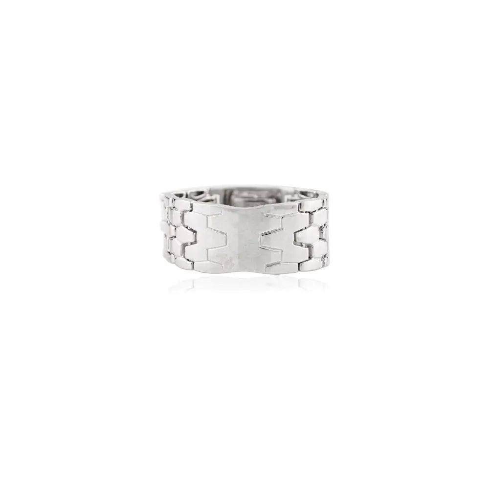 Blue Sapphire & 18k Solid White Gold Everyday Flexible Chain Men's Ring