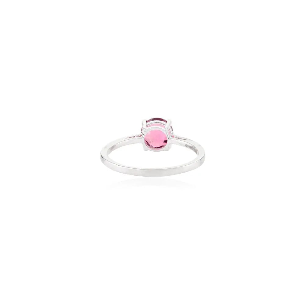 14k Solid White Gold With 100% Natural Tourmaline Single Stone Ring