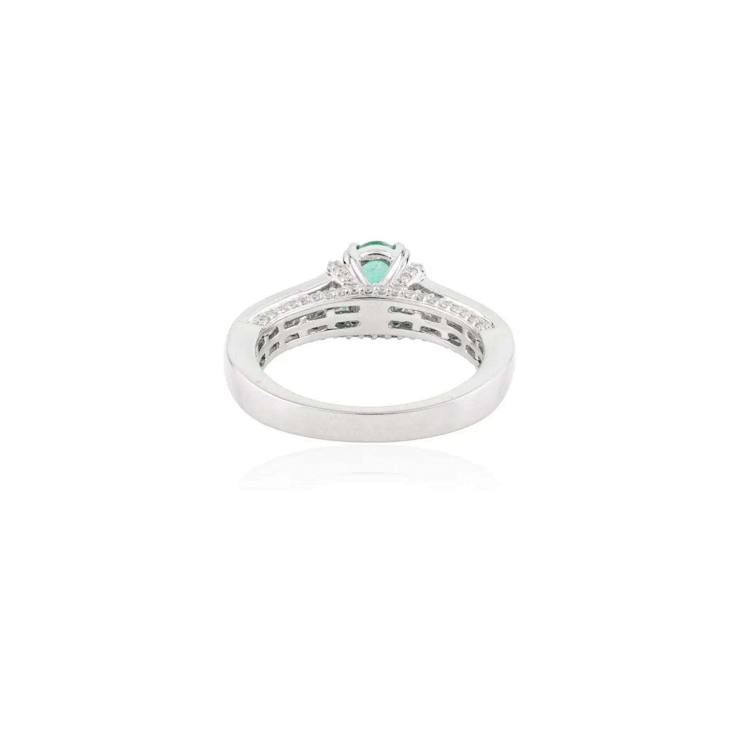 Best Quality Oval Cut Emerald & Diamond Engagement Ring in 18k White Gold