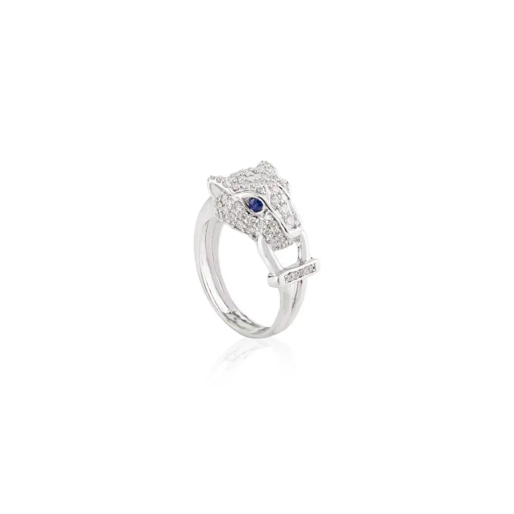 Statement Natural Blue Sapphire & Diamond Panther Cocktail Ring
