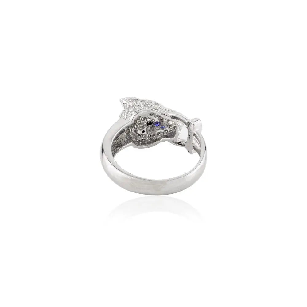 Statement Natural Blue Sapphire & Diamond Panther Cocktail Ring