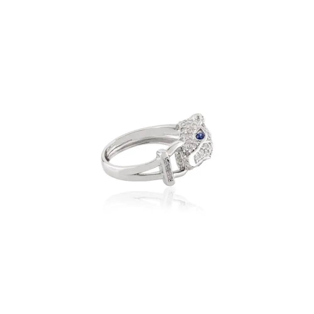 Statement Natural Blue Sapphire & Diamond Panther Cocktail Ring