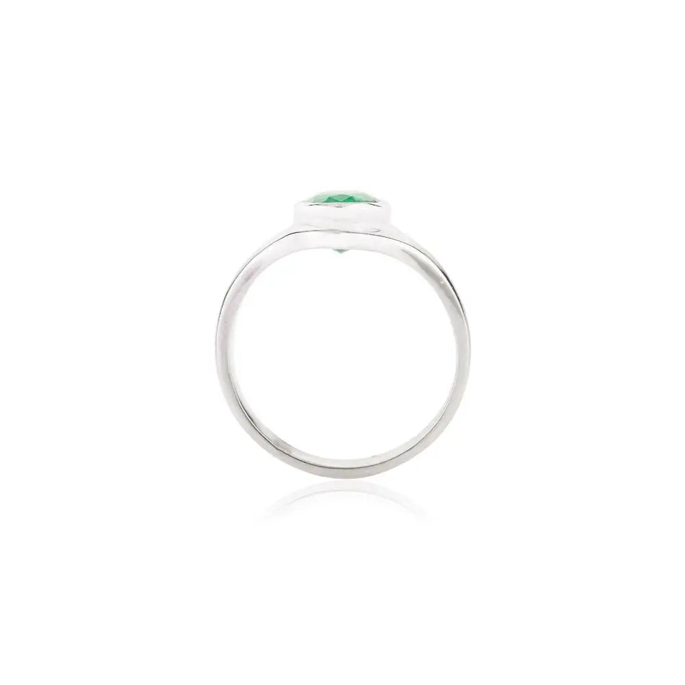 18k Solid White Gold & Natural Oval Cut Emerald Unisex Ring