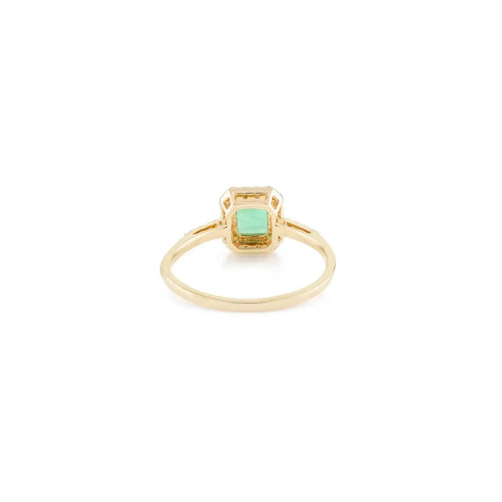 Top Quality 18k Yellow Gold Emerald & Diamond Engagement Ring