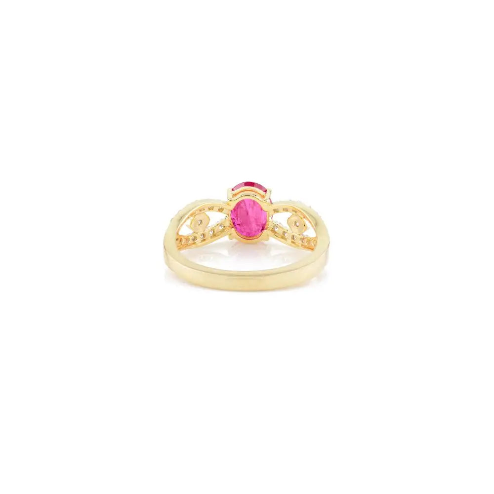 Beautiful Ruby & Diamond Wedding Ring For Her in 14k Solid Yellow Gold