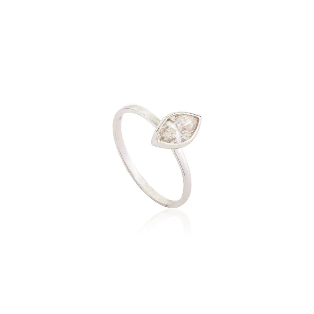Marquise Cut Diamond Everyday Solitaire Ring in 18k White Gold