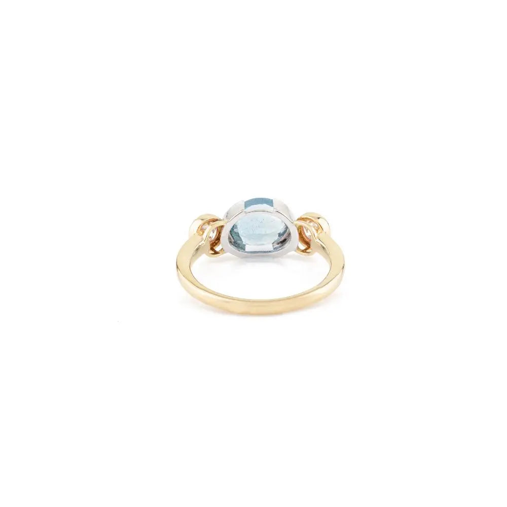 Latest Design Three Stone Wedding Ring in Aquamarine & Diamond