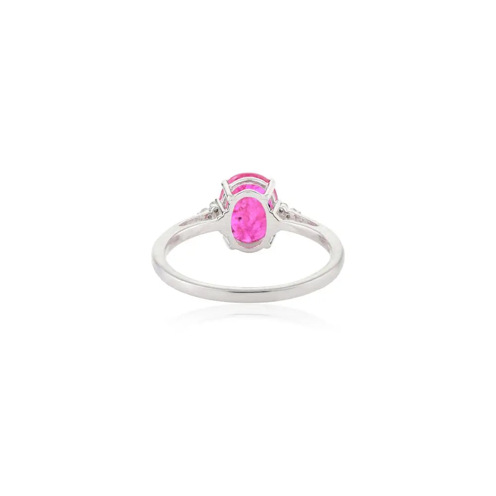 Classic Design Ruby and Diamond Statement Ring in 14k White Gold