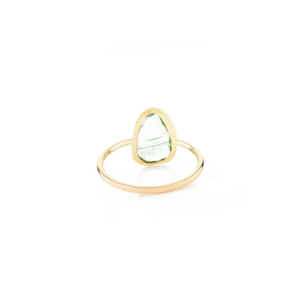 Everyday Wear Uneven Cut Tourmaline Single Stone Ring 18k Gold