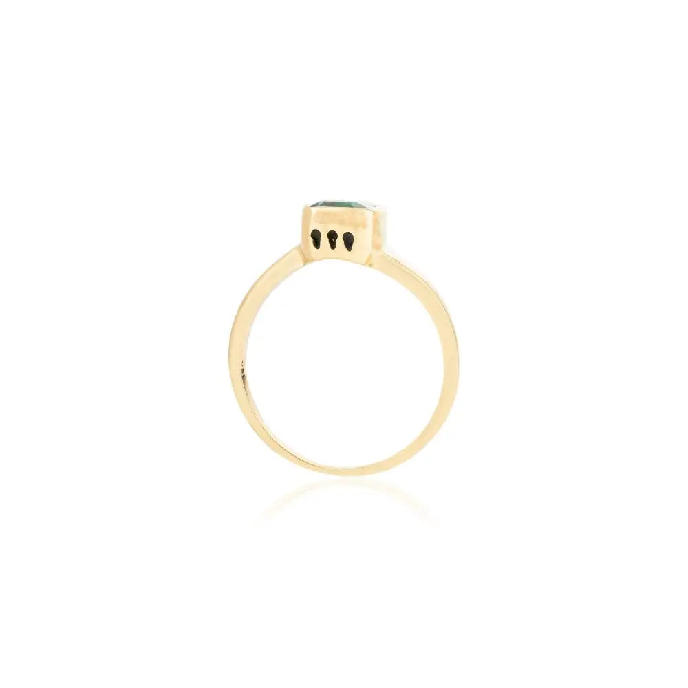 Elegant Jewelry 18k Yellow Gold Emerald Solitaire Unisex Ring