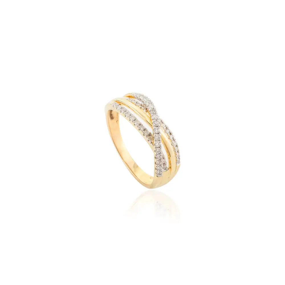 100% Authentic Real Crossover Diamond Engagement Ring Jewelry