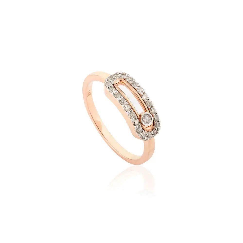 Best Quality Real Diamond Uno Pave Minimalist Ring in 14k Rose Gold