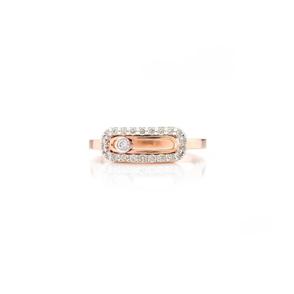 Best Quality Real Diamond Uno Pave Minimalist Ring in 14k Rose Gold