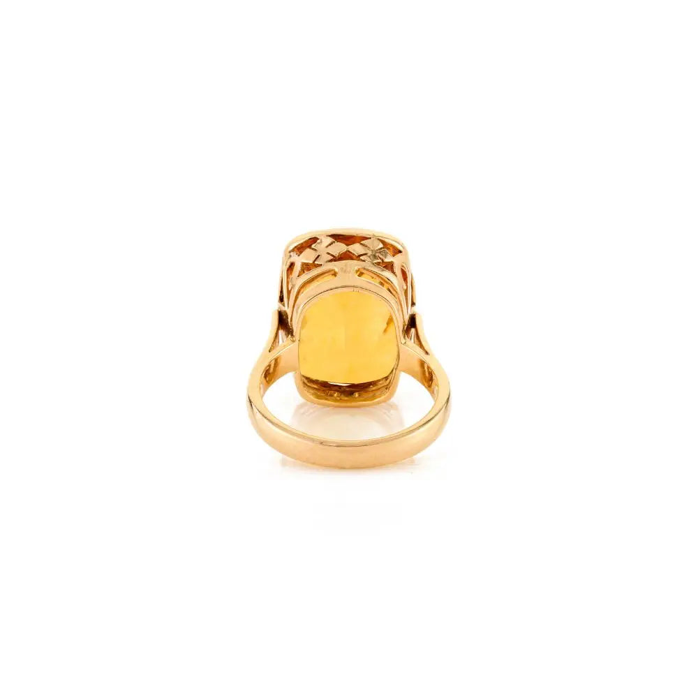 100% Natural Citrine Cocktail Ring in 18k Solid Yellow Gold For Womens