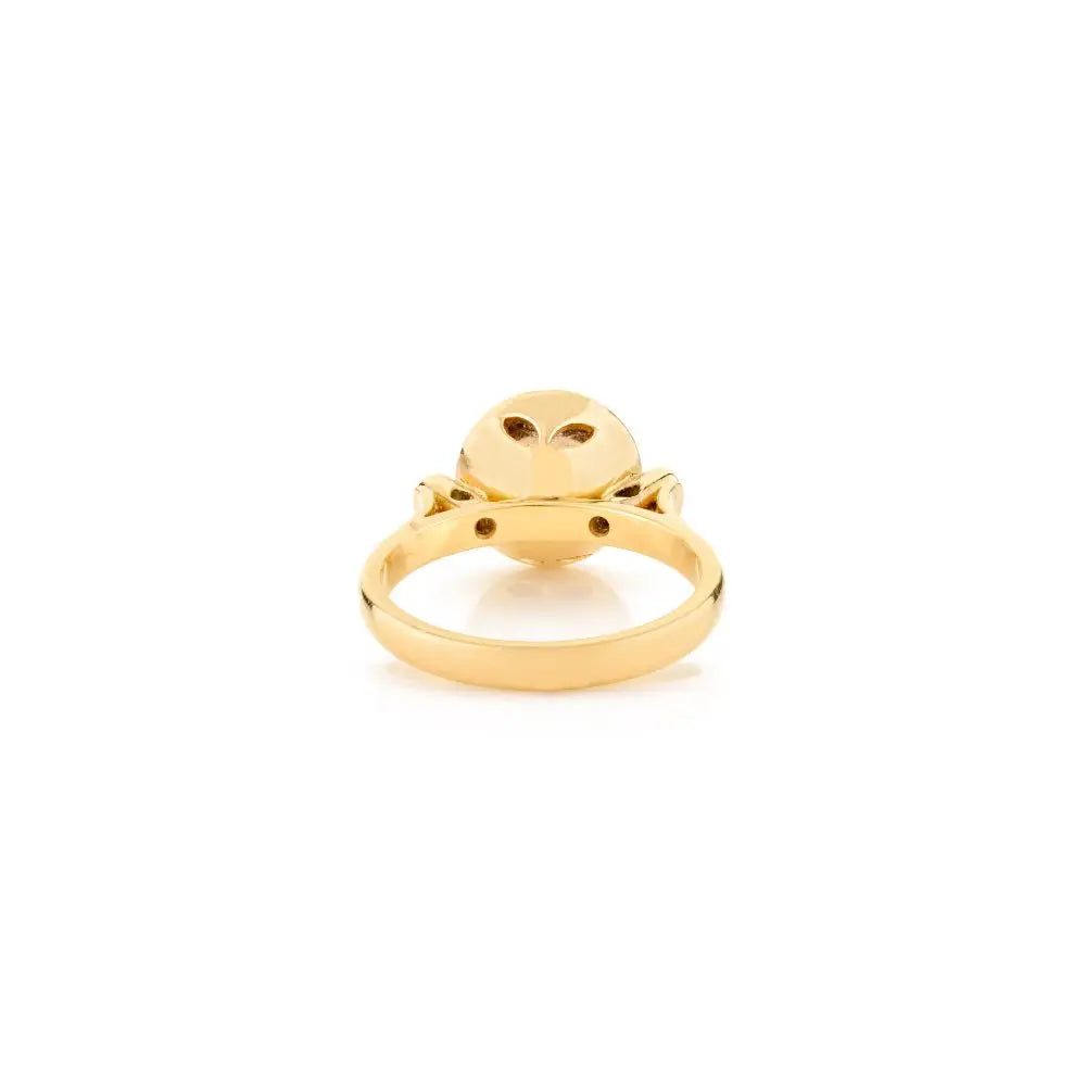 Handmade 18k Yellow Gold Round Cut Tourmaline & Diamond Wedding Ring