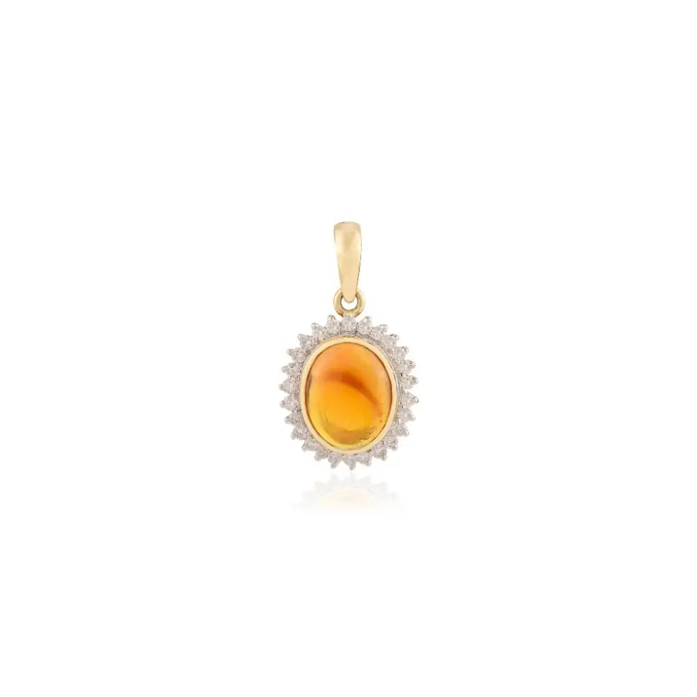 Best Quality Oval Cut Opal & Halo Diamond Pendant Jewelry in 14k Gold