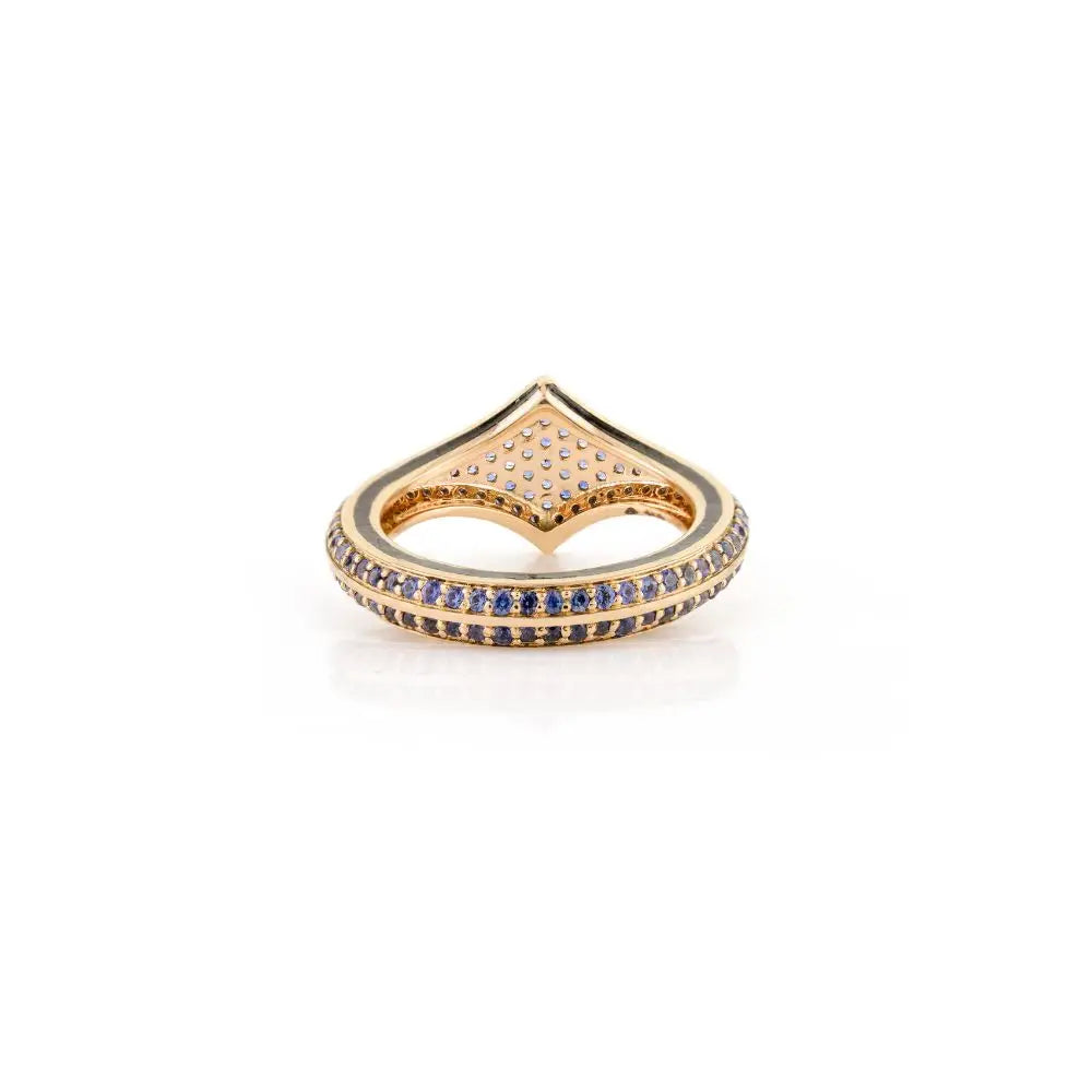 Blue Sapphire & 14k Solid Yellow Gold Wedding Ring Gold Jewelry