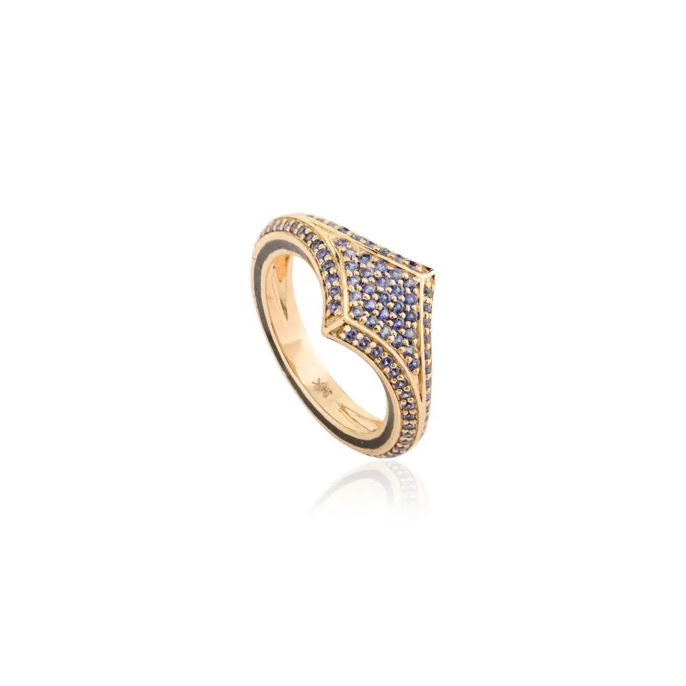 Blue Sapphire & 14k Solid Yellow Gold Wedding Ring Gold Jewelry