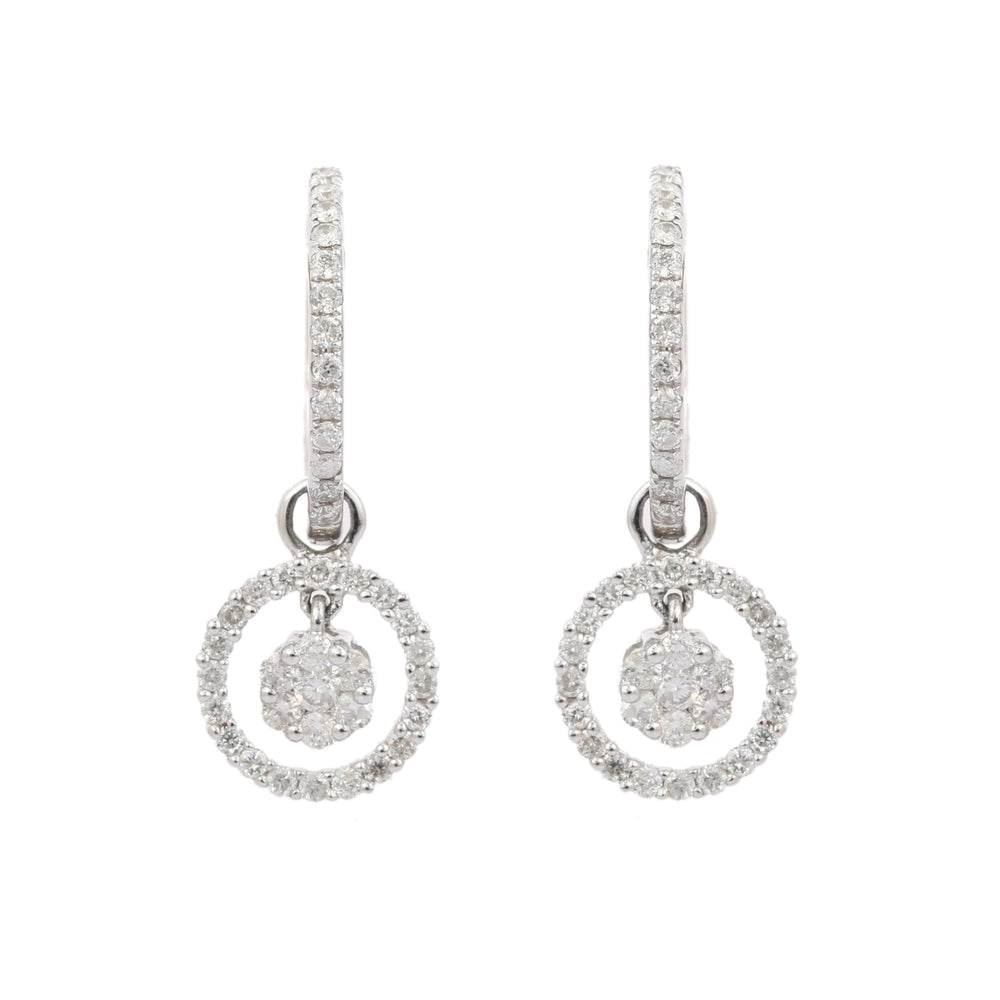 Best Selling Product Natural Diamond 14K Solid White Gold Russian Hook Earrings