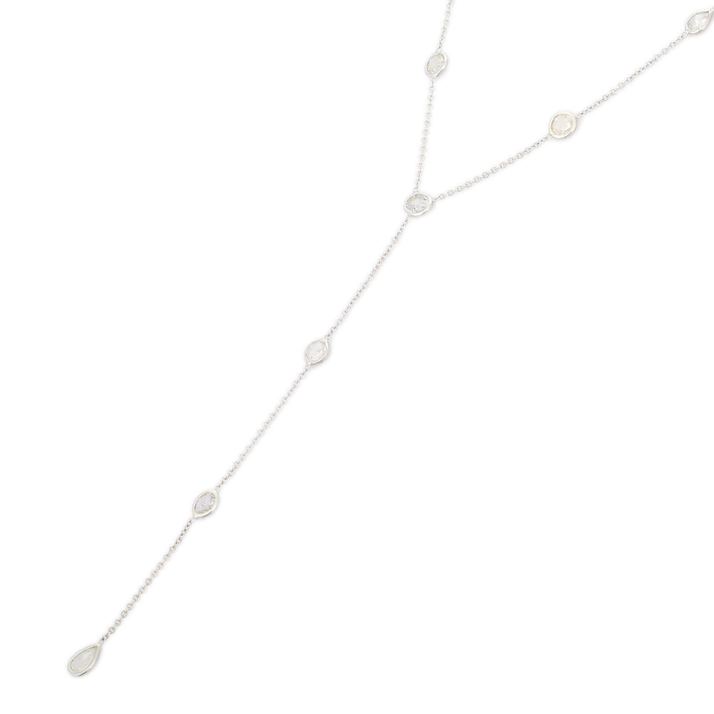 Custom Jewelry Natural Diamond 18K Fine White Gold Long Chain Charm Necklace