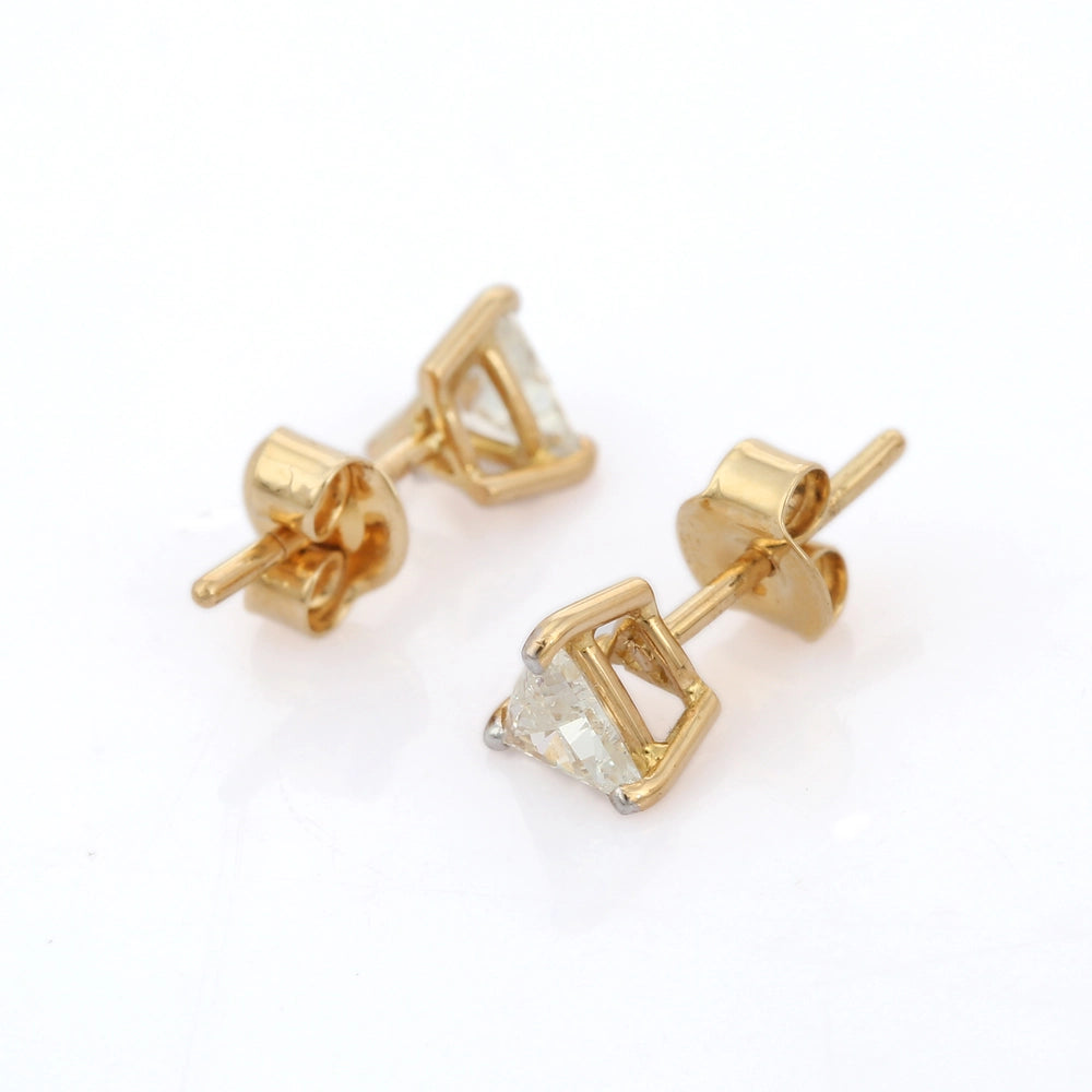 Minimalist Jewelry 18K Solid Yellow Gold Natural Diamond Stud Earring