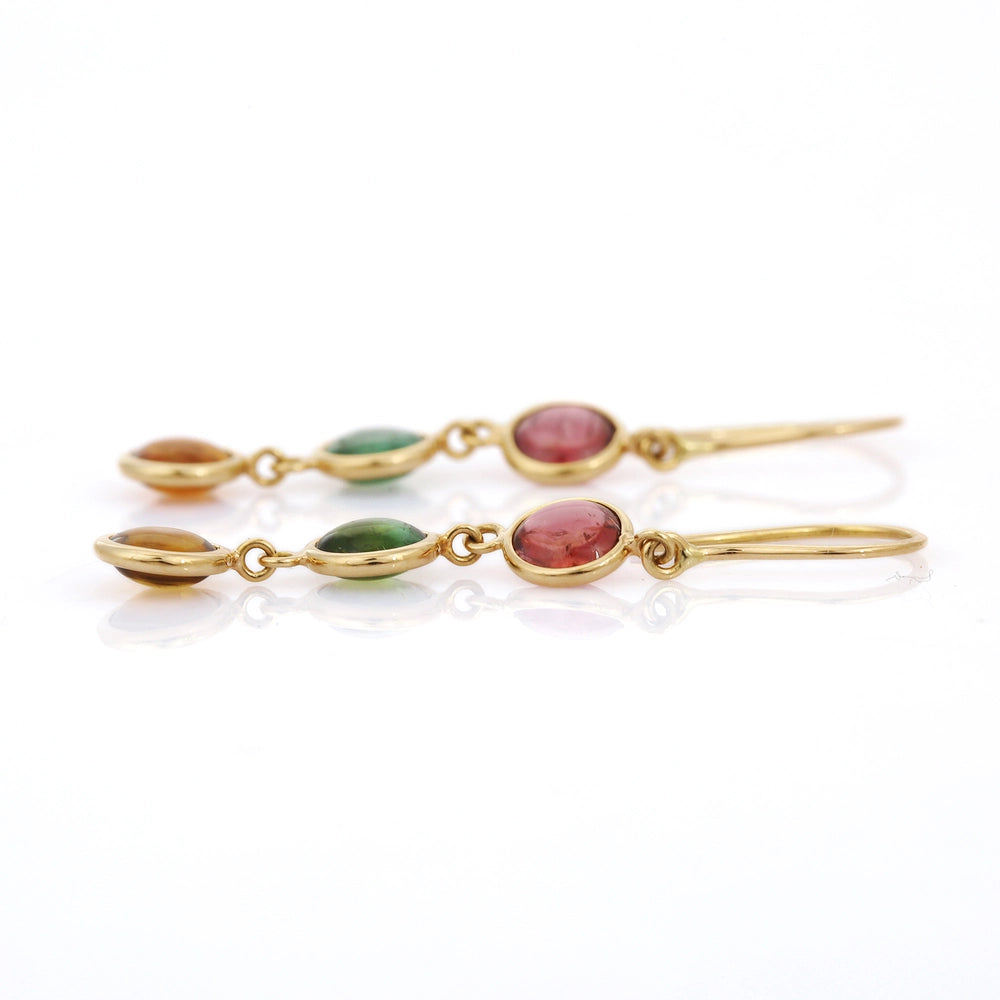 Classic Hot Selling 18K Yellow Gold Natural Tourmaline Gemstone Dangle Earring