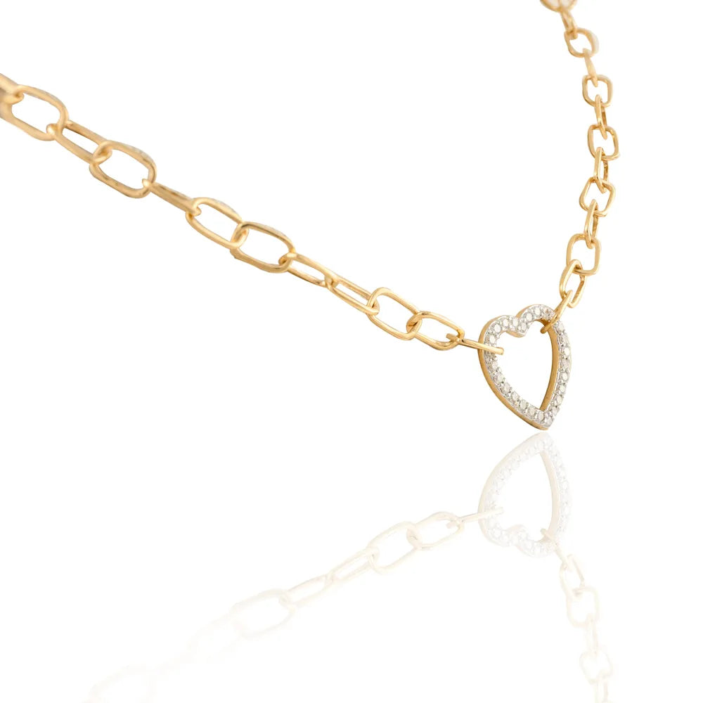 Handmade Jewelry Natural Diamond 18K Fine Yellow Gold Heart Shape Pendant Necklace