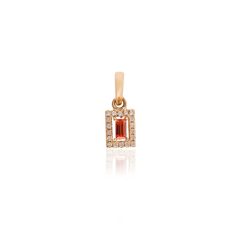 Best Selling Products 14K Yellow Gold Orange Sapphire & Diamond Minimal Pendant