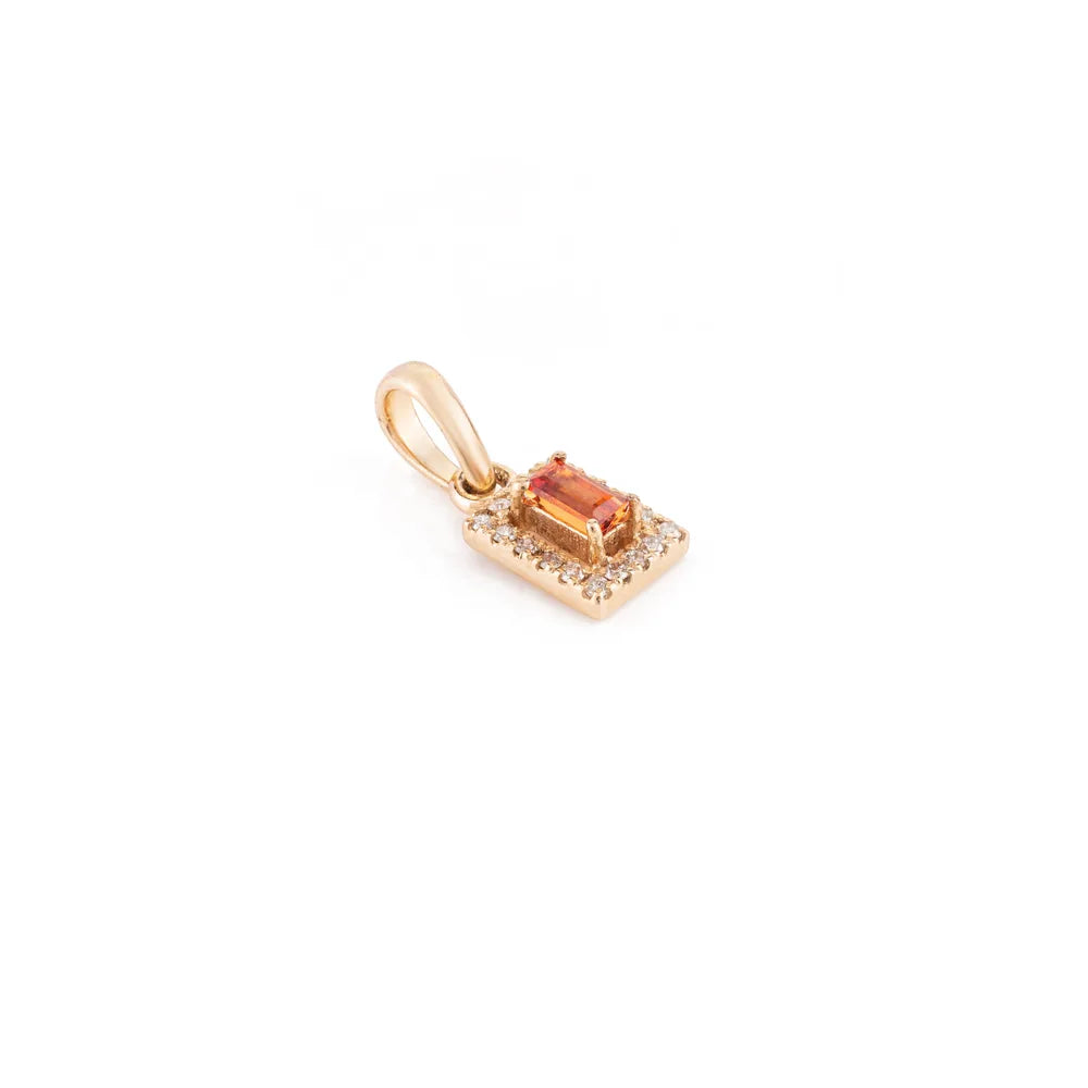 Best Selling Products 14K Yellow Gold Orange Sapphire & Diamond Minimal Pendant