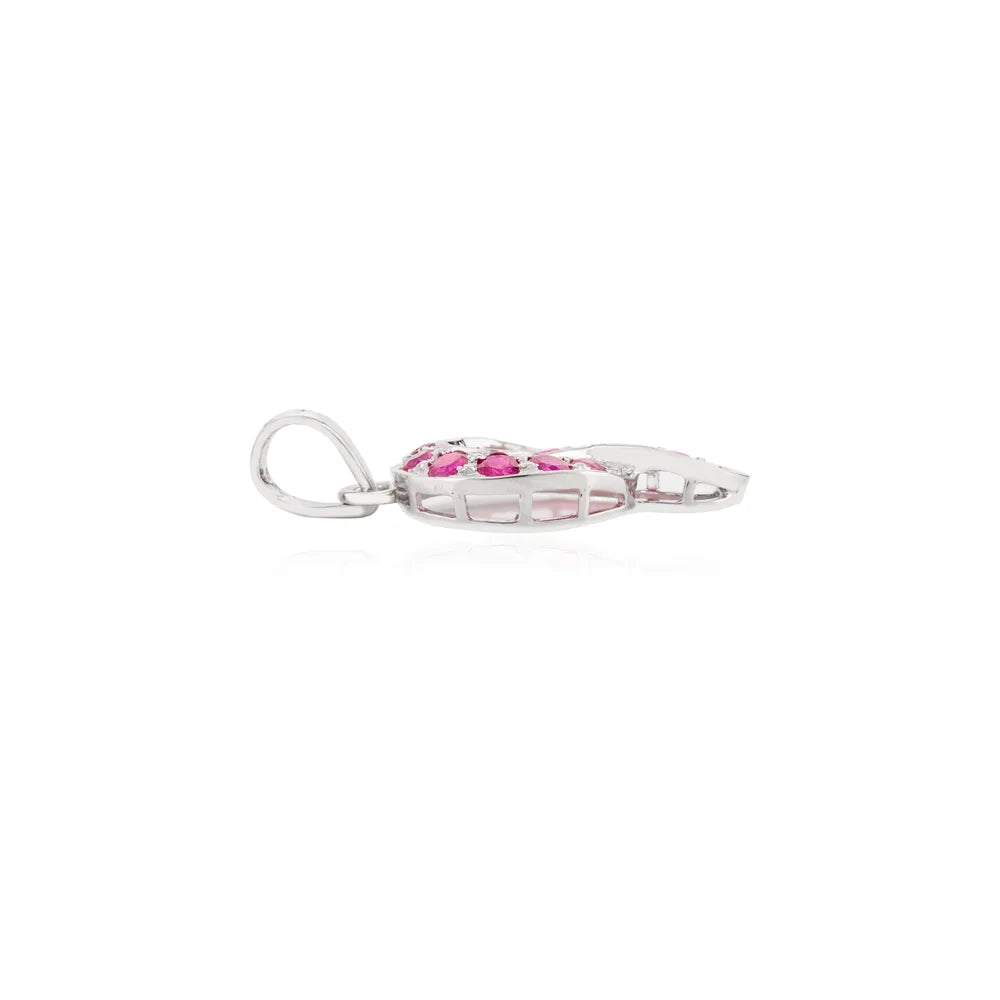 Best Quality Product Natural Ruby K14 Solid White Gold Gypsy Set Pendant