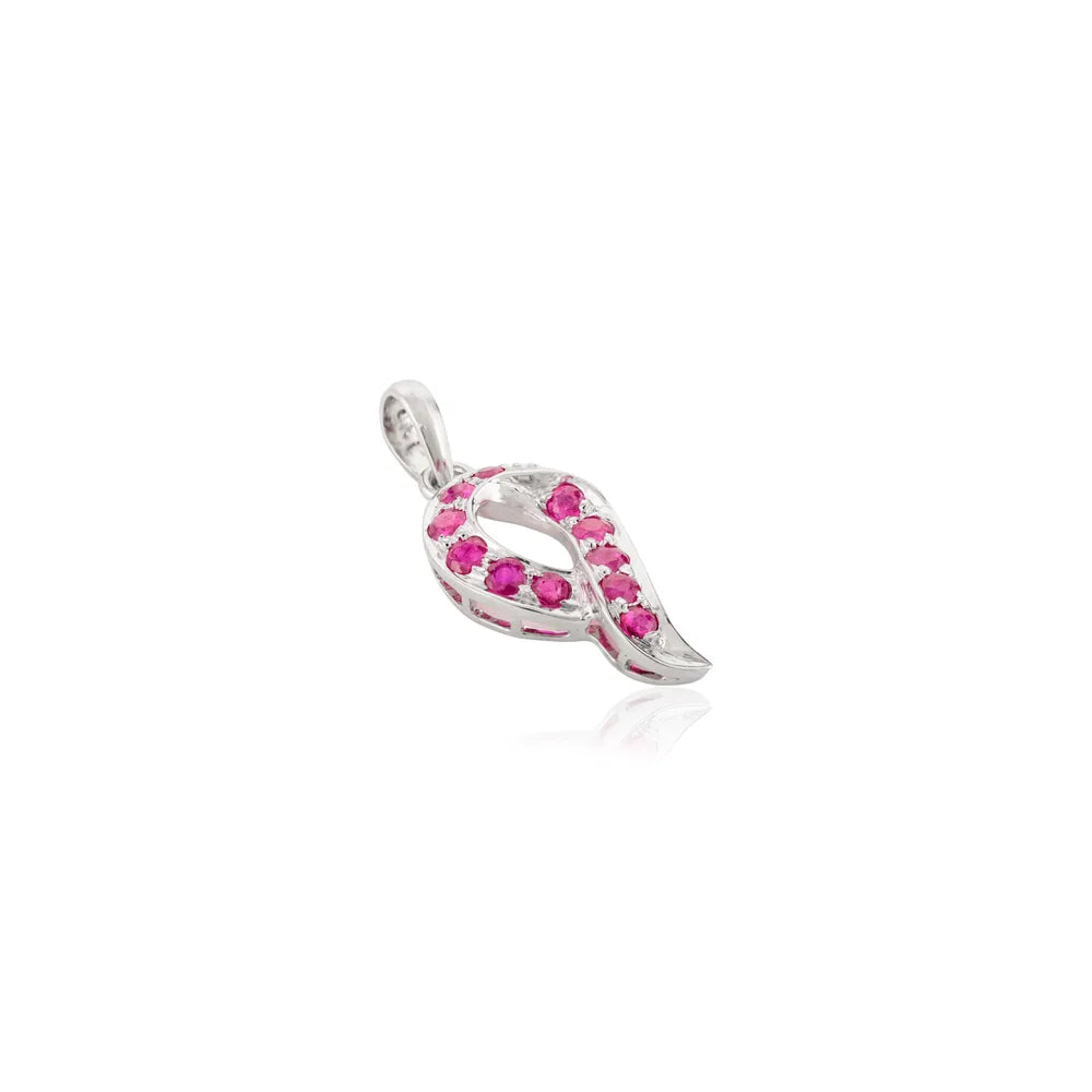 Best Quality Product Natural Ruby K14 Solid White Gold Gypsy Set Pendant