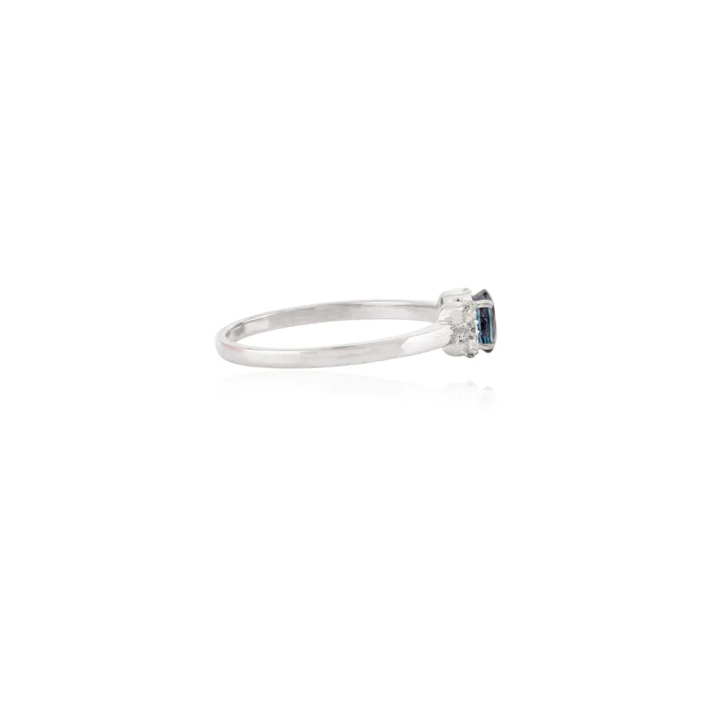 New Arrivals Sapphire & Diamond 14K White Gold Engagement Single Stone Ring