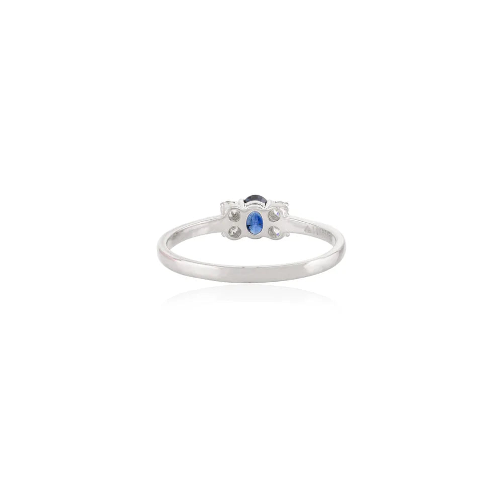 New Arrivals Sapphire & Diamond 14K White Gold Engagement Single Stone Ring