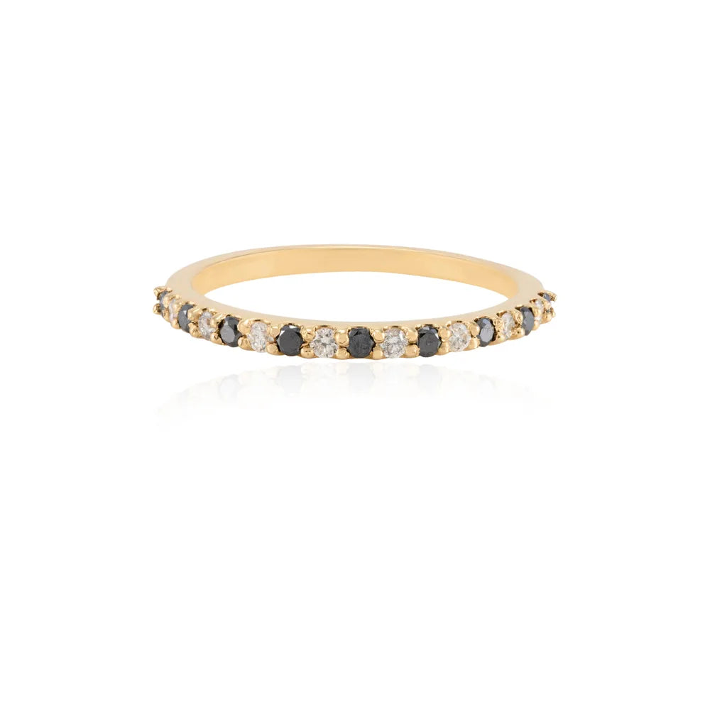 Minimal Jewelry Natural Diamond 18K Fine Yellow Gold Full Stackable Band Ring