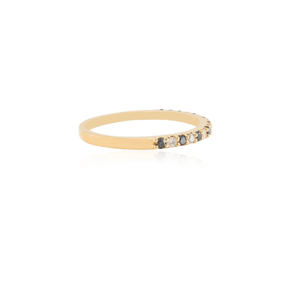 Minimal Jewelry Natural Diamond 18K Fine Yellow Gold Full Stackable Band Ring