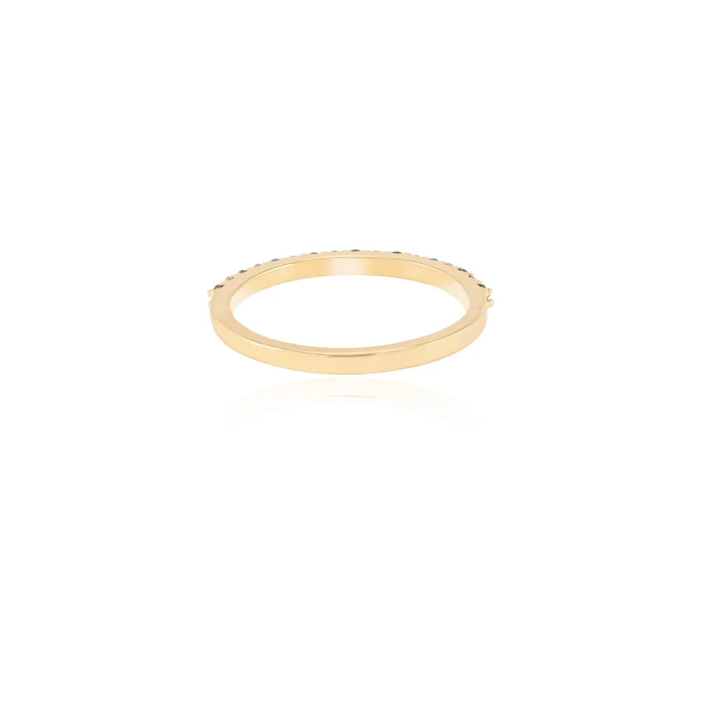 Minimal Jewelry Natural Diamond 18K Fine Yellow Gold Full Stackable Band Ring