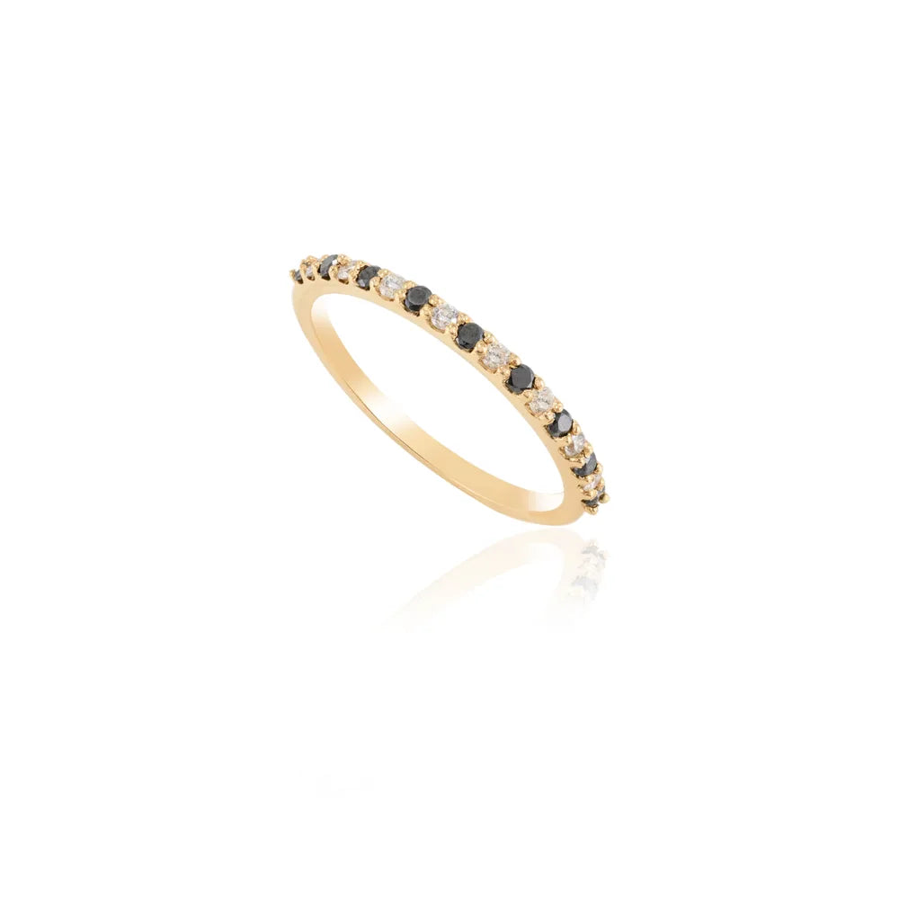 Minimal Jewelry Natural Diamond 18K Fine Yellow Gold Full Stackable Band Ring