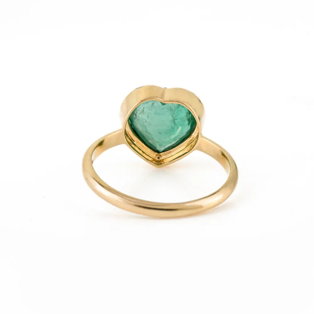 2.37 Ct. Emerald Black Rhodium Plated Heart Shape Ring Proposal Jewelry 18K Solid Yellow Gold