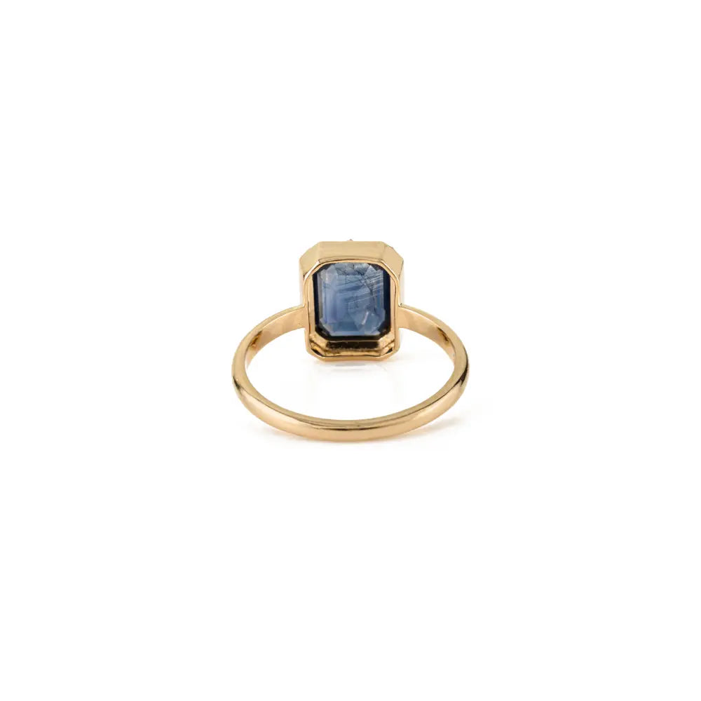 September Birthstone Blue Sapphire Black Rhodium Plated Solitaire Gemstone Ring 18K Gold