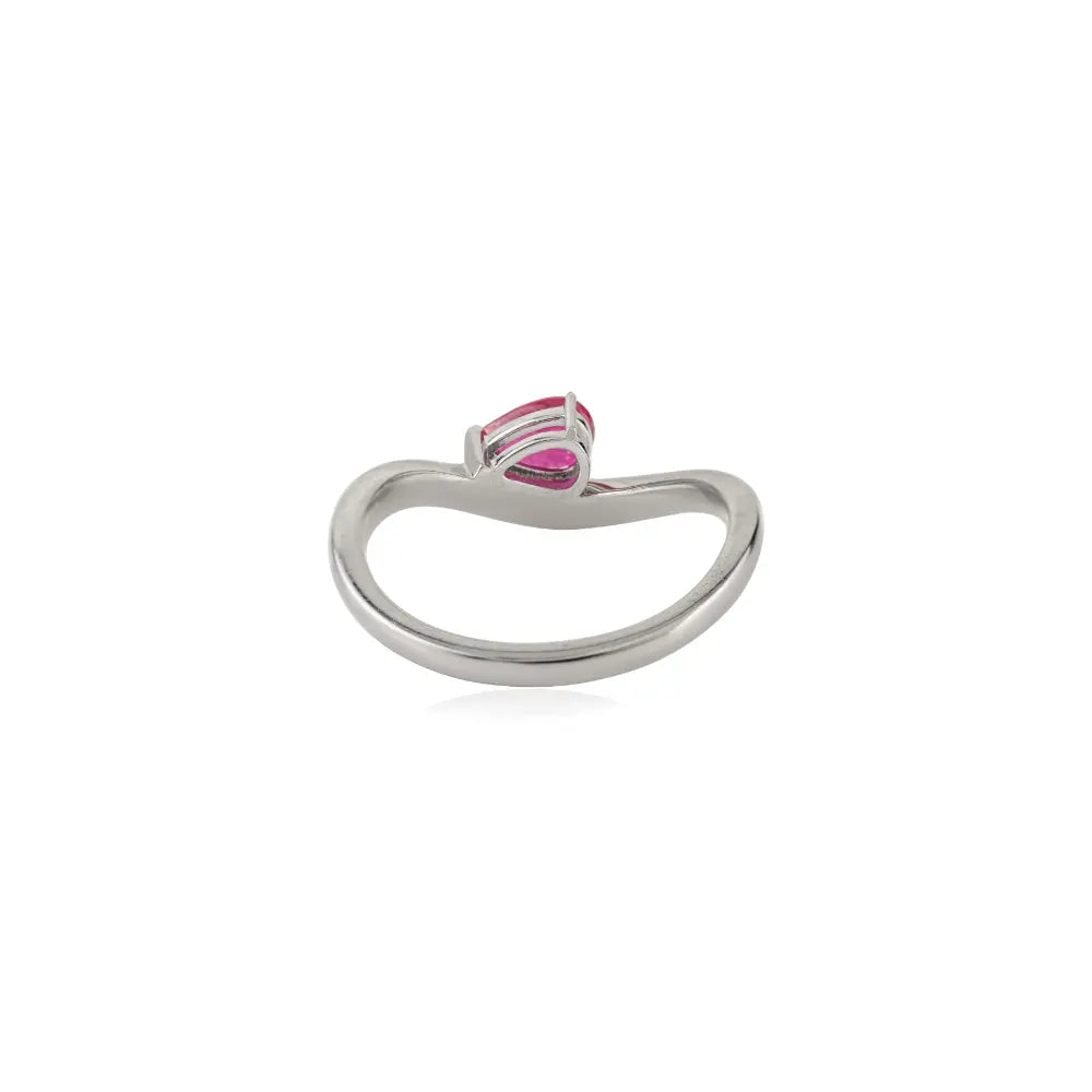 Pear Shape Ruby July Birthstone Wavy Shape Curve Ring Valentine's Day Gift 14K Real Gold