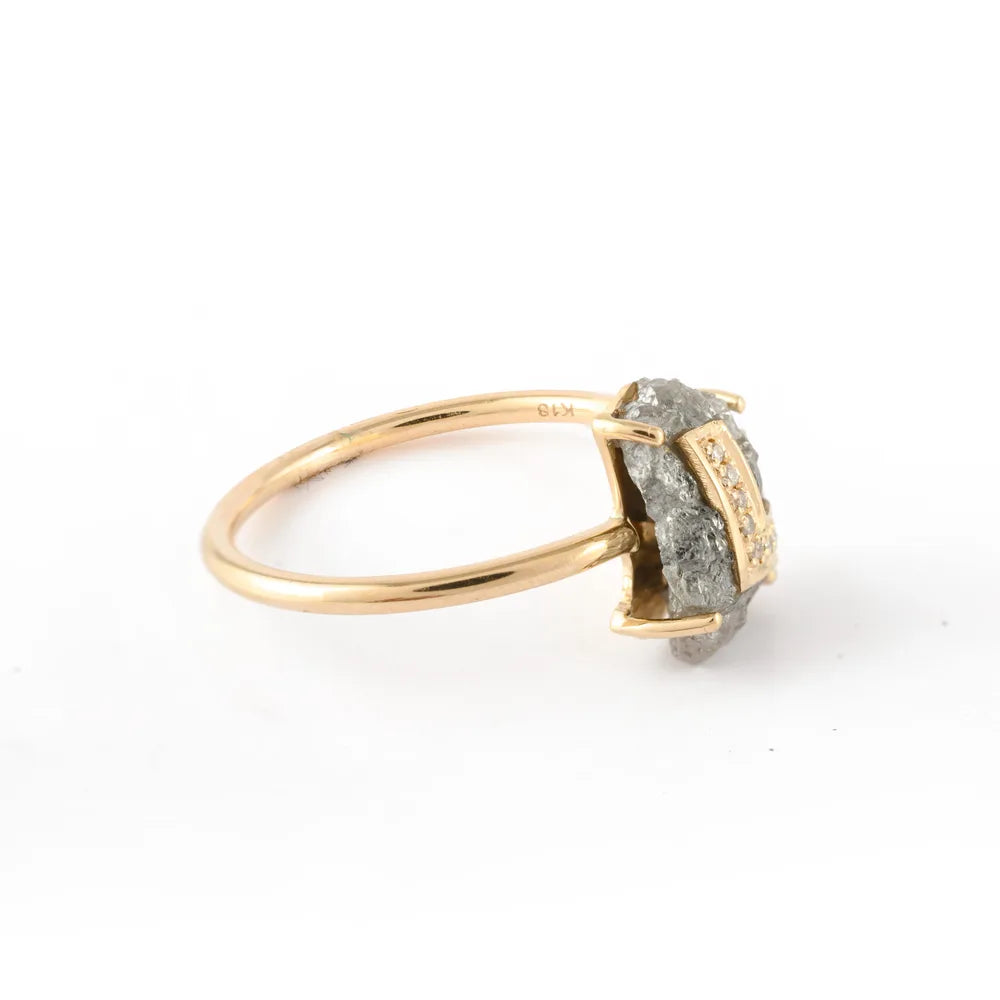 Fine Jewelry 18K Solid Yellow Gold Natural Diamond Personalized Letter Ring