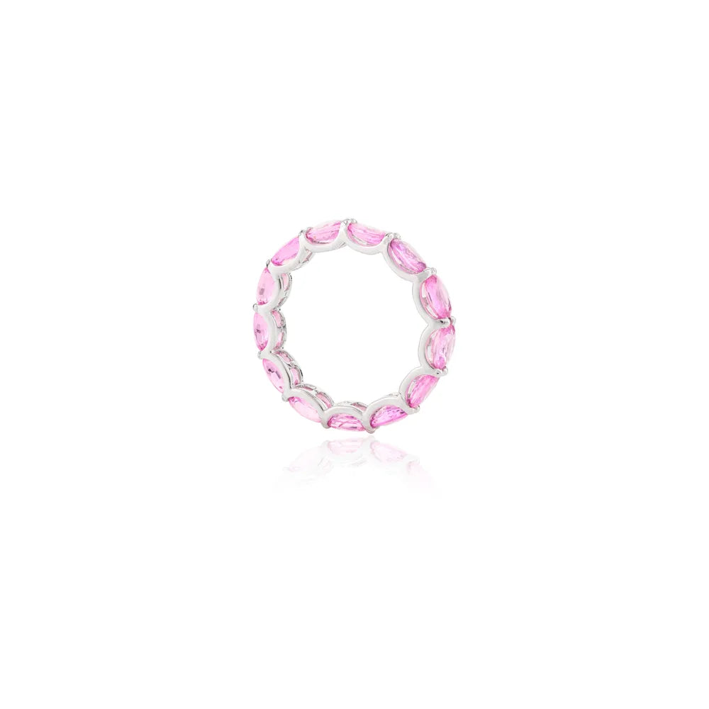 Best Quality Product 14K White Gold Natural Pink Sapphire Full Eternity Band Ring