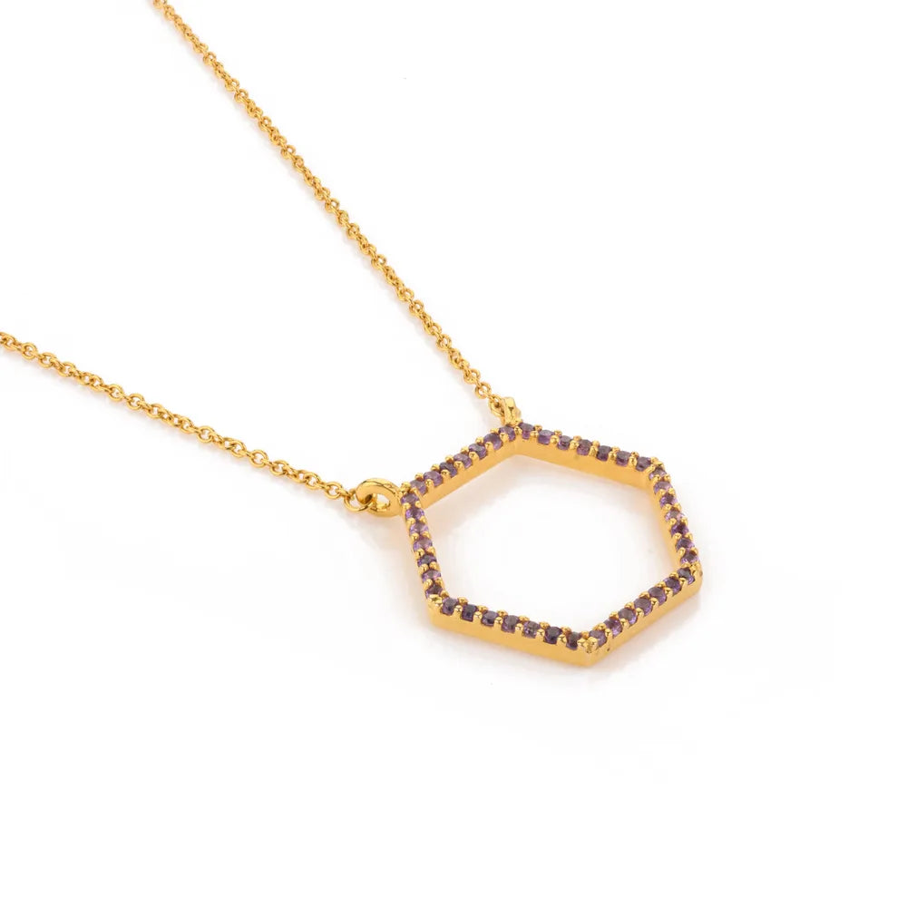 Best Selling Product 14K Yellow Gold Amethyst Necklace Fine Jewelry