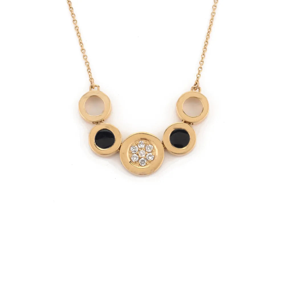 Handmade Item 14K Yellow Gold Black Onyx Necklace Authentic Jewelry