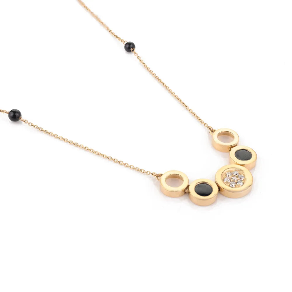 Handmade Item 14K Yellow Gold Black Onyx Necklace Authentic Jewelry