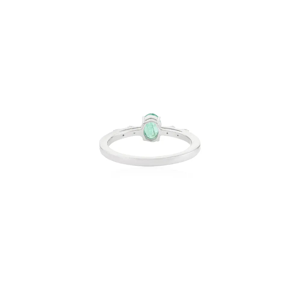 Dainty Oval Cut Emerald Ring Natural Gemstone Solitaire 925 Silver Jewelry for Women