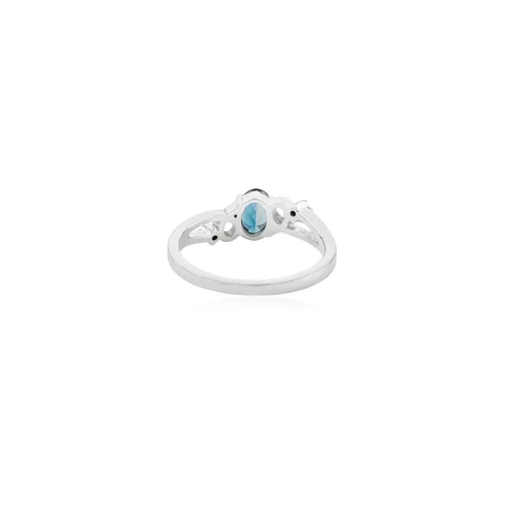 London Blue Topaz & Diamond 925 Sterling Silver Split Shank Accent Ring