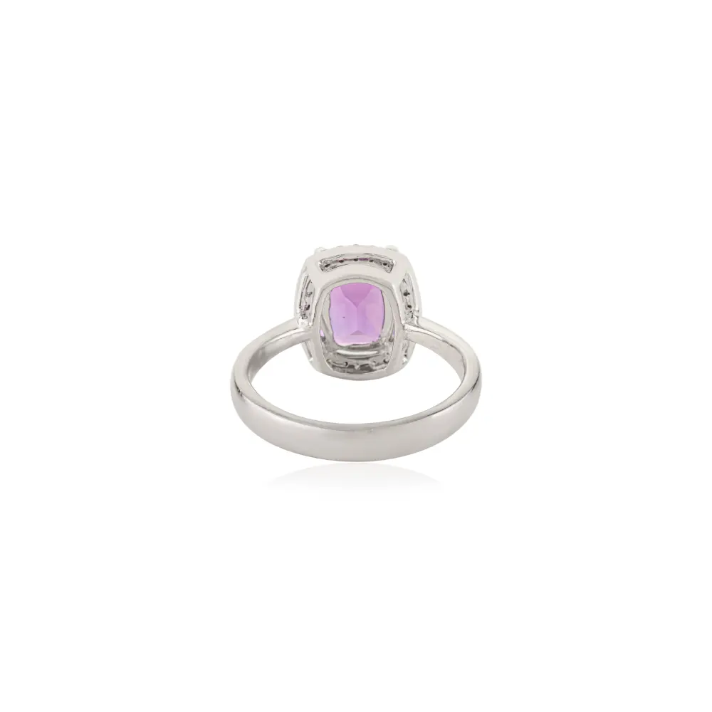 925 Sterling Silver Amethyst Halo Ring for Women Fine Jewelry