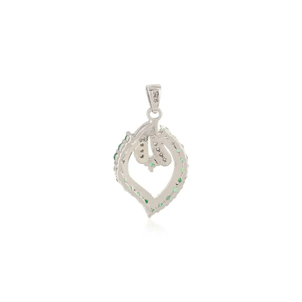 Best Selling 925 Silver 100% Authentic Emerald Teardrop Leaf Halo Pendant Fine Women's Jewelry