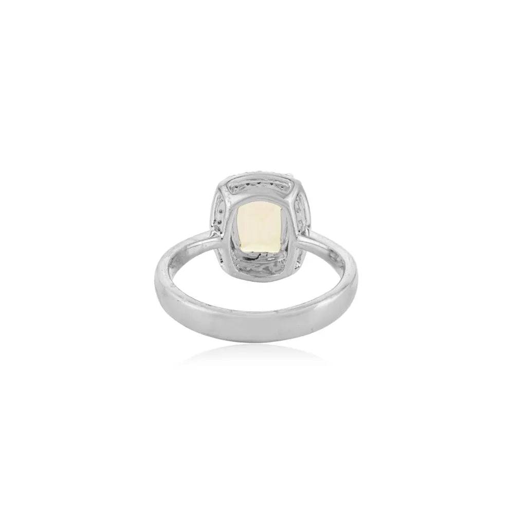 Green Amethyst Cushion Cut 925 Silver Halo Ring for Women
